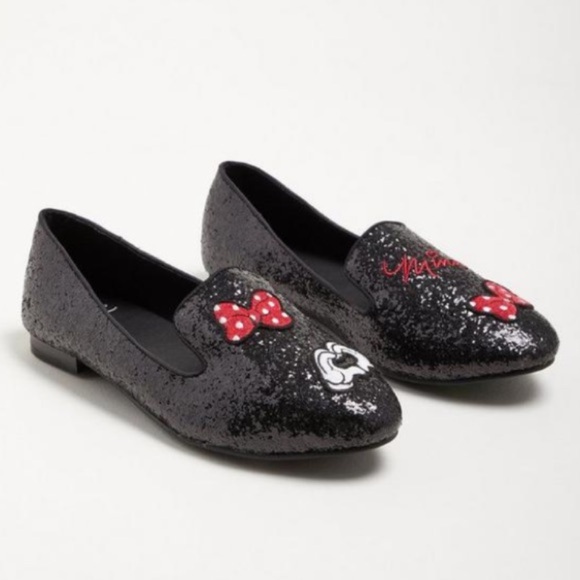 TORRID DISNEY SPARKLE & SHINE MINNIE MOUSE GLITTER LOAFERS SIZE 10WW - Picture 1 of 15